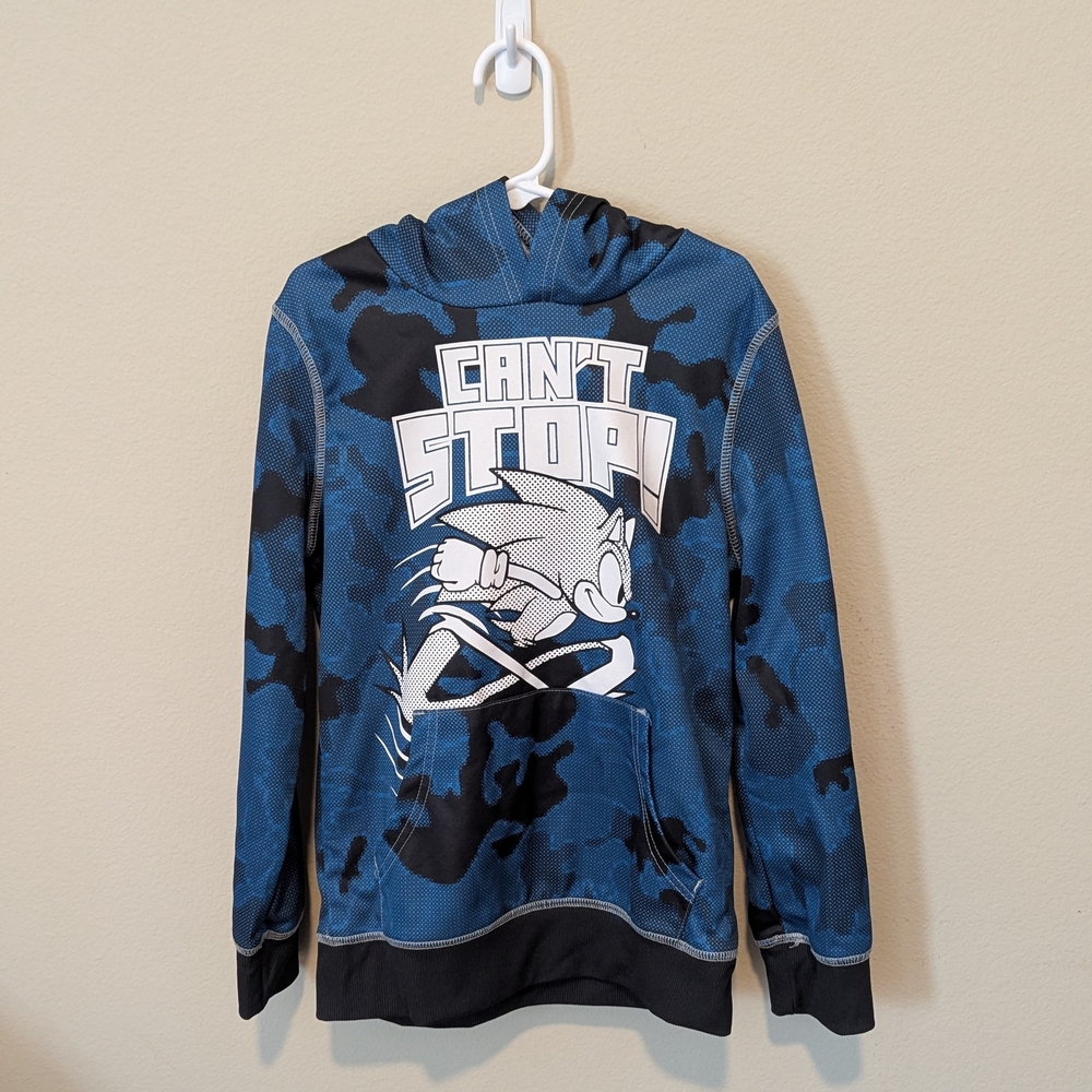 Jumping Beans Blue Sonic The Hedgehog Camo Hoodie Size 8